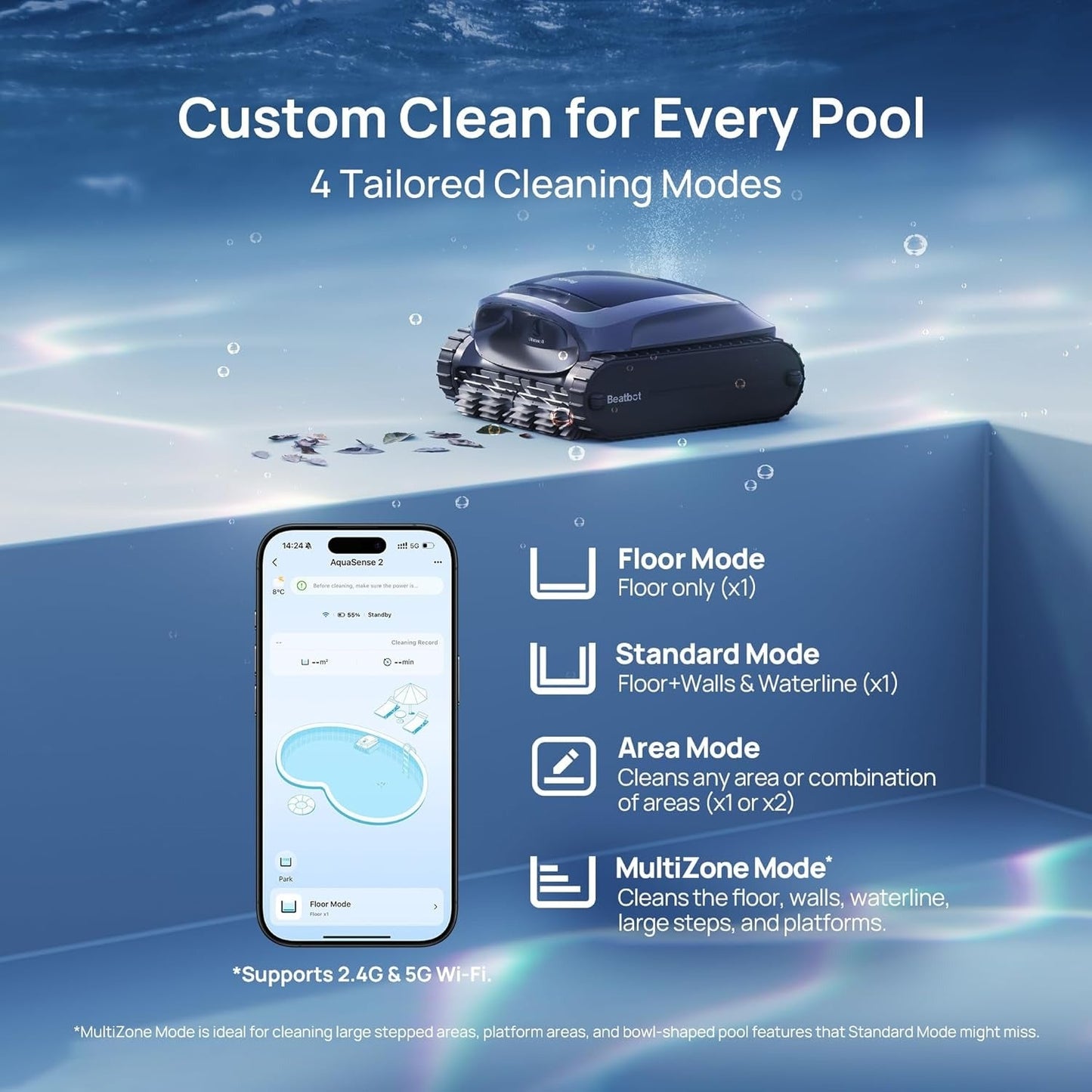 Beatbot AquaSense 2 Robotic Pool Cleaner + iSkim Ultra Robotic Pool Skimmer